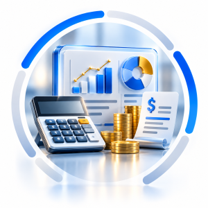 Ícono de una persona trabajando en un computador, representando el módulo de Finanzas y Contabilidad en SAP Business One